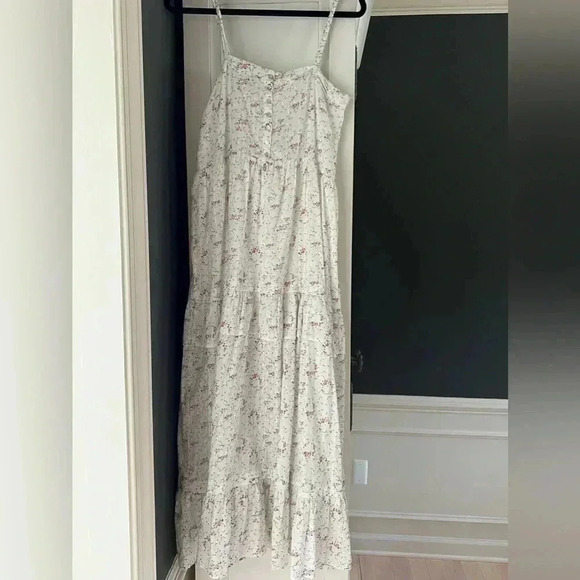 Vici Secret Garden Swiss dot floral Tiered button maxi M - Picture 3 of 5